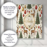 Personalised Name Cute Reindeer Christmas Custom  Unique Gift Idea Elegant Feature Canvas Wall Art Print Decor Picture Ready to Hang