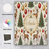 Personalised Name Cute Reindeer Christmas Custom  Unique Gift Idea Elegant Feature Canvas Wall Art Print Decor Picture Ready to Hang