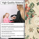 Elegant Christmas Poinsettia Holly Berries and Ornaments Seamless  Personalised Custom Name Super Soft Fleece Blanket Bed Sofa Throw