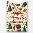 Classic Christmas Trees Candy Canes Baubles and Festive Decor Lovely  Personalised Custom Name Super Soft Fleece Blanket Bed Sofa Throw
