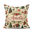Custom Name Classic Trees Candy Canes Baubles and Festive Decor Square Filled Cushion Throw Pillow Sofa Bed Home Decor Zip Washable UK Made