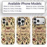 Elegant Christmas Trees Holly Leaves Berries and Custom Name Protective Phone Case Mobile Cover Durable Everyday Smartphone Shock Resistant