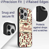Cute Christmas Stockings Holly Printed Design Custom Name Protective Phone Case Mobile Cover Durable Everyday Smartphone Shock Resistant