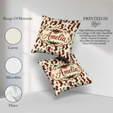 Custom Name Christmas Holly Berries and Festive Holiday Elements Square Filled Cushion Throw Pillow Sofa Bed Home Decor Zip Washable UK Made