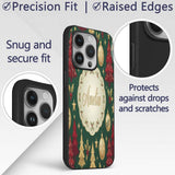 Vintage Christmas Trees Ornaments Snowflakes and Custom Name Protective Phone Case Mobile Cover Durable Everyday Smartphone Shock Resistant