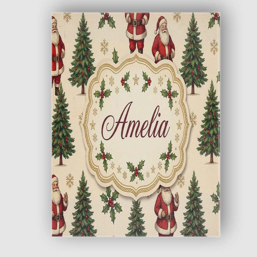Personalised Name Cute Santa Claus Christmas Custom Bespoke  Contemporary Display Canvas Wall Art Print Decor Picture Ready to Hang