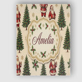 Personalised Name Cute Santa Claus Christmas Custom Bespoke  Contemporary Display Canvas Wall Art Print Decor Picture Ready to Hang