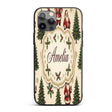 Cute Santa Claus Christmas Trees Holly Leaves and Custom Name Protective Phone Case Mobile Cover Durable Everyday Smartphone Shock Resistant