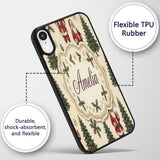Cute Santa Claus Christmas Trees Holly Leaves and Custom Name Protective Phone Case Mobile Cover Durable Everyday Smartphone Shock Resistant