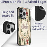 Cute Santa Claus Christmas Trees Holly Leaves and Custom Name Protective Phone Case Mobile Cover Durable Everyday Smartphone Shock Resistant