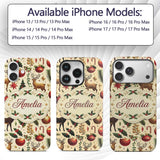 Elegant Christmas Reindeer Ornaments Stars Holly Custom Name Protective Phone Case Mobile Cover Durable Everyday Smartphone Shock Resistant