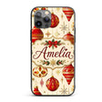 Luxury Red and Gold Christmas Baubles Snowflakes Custom Name Protective Phone Case Mobile Cover Durable Everyday Smartphone Shock Resistant