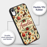 Festive Christmas Reindeer Baubles Stars and Custom Name Protective Phone Case Mobile Cover Durable Everyday Smartphone Shock Resistant