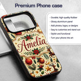 Festive Christmas Reindeer Baubles Stars and Custom Name Protective Phone Case Mobile Cover Durable Everyday Smartphone Shock Resistant