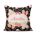 Custom Name Strawberry Cherry Daisy Soft Neutral Coquette Floral Square Filled Cushion Throw Pillow Sofa Bed Home Decor Zip Washable UK Made