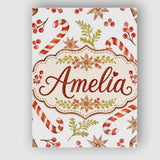 Personalised Name Watercolor Candy Canes Custom  Unique Gift Idea Elegant Feature Canvas Wall Art Print Decor Picture Ready to Hang