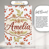 Watercolor Candy Canes Gift Box Berries and Winter Botanical Lovely  Personalised Custom Name Super Soft Fleece Blanket Bed Sofa Throw