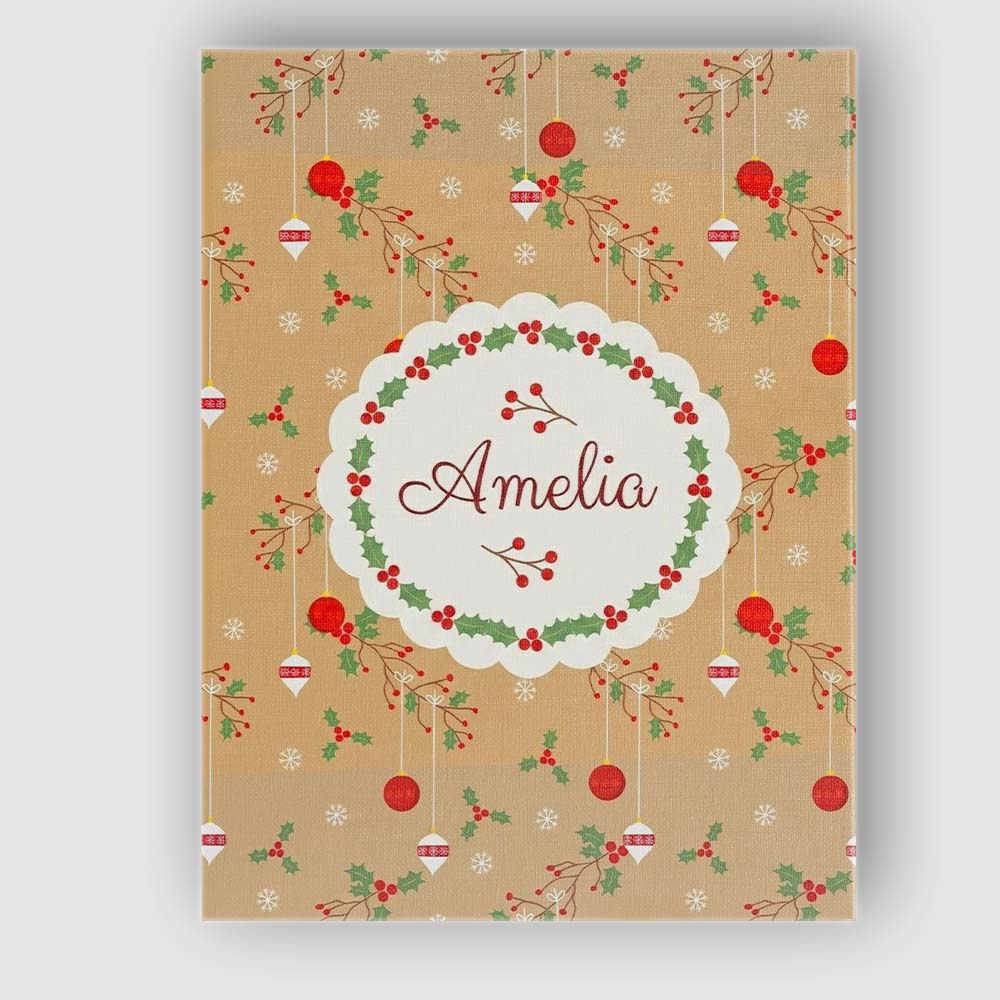 Personalised Name Minimal Christmas Ornaments Custom Unique Gift Idea Modern Room Accent Canvas Wall Art Print Decor Picture Ready to Hang