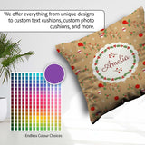 Custom Name Minimal Christmas Hanging Baubles Holly Branches and Square Filled Cushion Throw Pillow Sofa Bed Home Decor Zip Washable UK Made