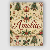 Personalised Name Classic Christmas Baubles Custom  Bespoke Interior Contemporary Canvas Wall Art Print Decor Picture Ready to Hang