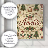Personalised Name Classic Christmas Baubles Custom  Bespoke Interior Contemporary Canvas Wall Art Print Decor Picture Ready to Hang