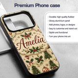 Classic Christmas Baubles Trees and Snowflakes Custom Name Protective Phone Case Mobile Cover Durable Everyday Smartphone Shock Resistant