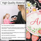 Strawberry Cherry Daisy Soft Neutral Outline Cute Coquette Floral  Personalised Custom Name Super Soft Fleece Blanket Bed Sofa Throw