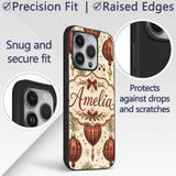 Vintage Christmas Bells Holly Printed Design Custom Name Protective Phone Case Mobile Cover Durable Everyday Smartphone Shock Resistant