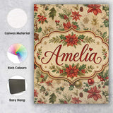 Personalised Name Delicate Christmas Custom Premium Decorative Design Modern Room Accent Canvas Wall Art Print Decor Picture Ready to Hang