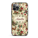 Vintage Christmas Children Santa Tree Ornaments Custom Name Protective Phone Case Mobile Cover Durable Everyday Smartphone Shock Resistant
