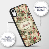 Vintage Christmas Children Santa Tree Ornaments Custom Name Protective Phone Case Mobile Cover Durable Everyday Smartphone Shock Resistant