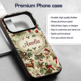 Vintage Christmas Children Santa Tree Ornaments Custom Name Protective Phone Case Mobile Cover Durable Everyday Smartphone Shock Resistant