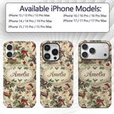 Vintage Christmas Children Santa Tree Ornaments Custom Name Protective Phone Case Mobile Cover Durable Everyday Smartphone Shock Resistant