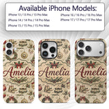 Rustic Christmas Wreath Bells Pine Printed Design Custom Name Protective Phone Case Mobile Cover Durable Everyday Smartphone Shock Resistant