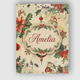 Personalised Name Elegant Christmas Floral Custom  Bespoke Contemporary Statement Canvas Wall Art Print Decor Picture Ready to Hang