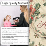 Elegant Christmas Floral Holly Ornaments Snowflakes and Festive  Personalised Custom Name Super Soft Fleece Blanket Bed Sofa Throw