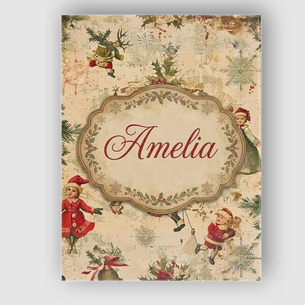 Personalised Name Victorian Style Christmas Custom  Bespoke Interior Contemporary Canvas Wall Art Print Decor Picture Ready to Hang