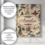 Personalised Name Classic Christmas Ornaments Custom Unique Gift Idea Modern Room Accent Canvas Wall Art Print Decor Picture Ready to Hang