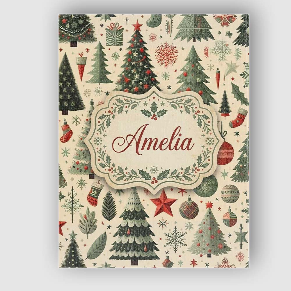 Personalised Name Festive Christmas Trees Custom  Unique Gift Idea Elegant Feature Canvas Wall Art Print Decor Picture Ready to Hang