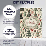Personalised Name Festive Christmas Trees Custom  Unique Gift Idea Elegant Feature Canvas Wall Art Print Decor Picture Ready to Hang