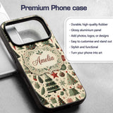 Festive Christmas Trees Gifts Snowflakes and Custom Name Protective Phone Case Mobile Cover Durable Everyday Smartphone Shock Resistant