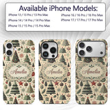 Festive Christmas Trees Gifts Snowflakes and Custom Name Protective Phone Case Mobile Cover Durable Everyday Smartphone Shock Resistant
