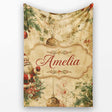 Rustic Santa Claus Christmas Pine Branches Baubles Vintage Holiday  Personalised Custom Name Super Soft Fleece Blanket Bed Sofa Throw
