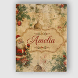 Personalised Name Rustic Santa Claus Custom Premium Decorative Design Modern Room Accent Canvas Wall Art Print Decor Picture Ready to Hang