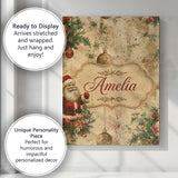 Personalised Name Rustic Santa Claus Custom Premium Decorative Design Modern Room Accent Canvas Wall Art Print Decor Picture Ready to Hang