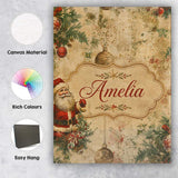 Personalised Name Rustic Santa Claus Custom Premium Decorative Design Modern Room Accent Canvas Wall Art Print Decor Picture Ready to Hang