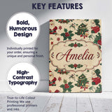 Personalised Name Cute Cartoon Santa Custom Premium Decorative Design Modern Room Accent Canvas Wall Art Print Decor Picture Ready to Hang
