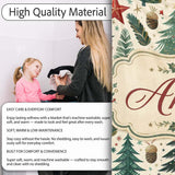 Modern Christmas Trees Holly Leaves Snowflakes Winter Seamless  Personalised Custom Name Super Soft Fleece Blanket Bed Sofa Throw