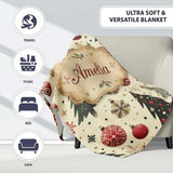 Scandinavian Christmas Trees Baubles Snowflakes Nordic Seamless  Personalised Custom Name Super Soft Fleece Blanket Bed Sofa Throw