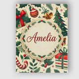 Personalised Name Festive Christmas Stocking Custom Bespoke  Contemporary Display Canvas Wall Art Print Decor Picture Ready to Hang